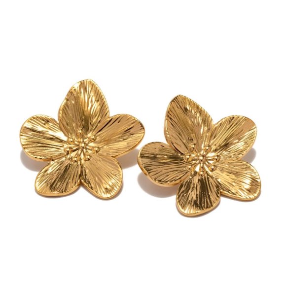 🍏50% OFF/3+...Statement Flower Stud Earrings (Gold color) - Picture 11 of 16